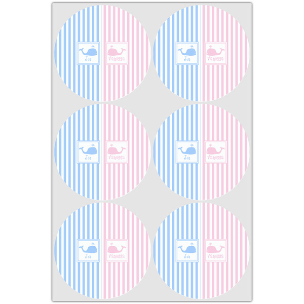 Striped w/ Whales Icing Circle - Large - Set of 6