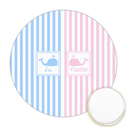 Striped w/ Whales Printed Cookie Topper - Round (Personalized)