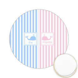 Striped w/ Whales Printed Cookie Topper - 2.15" (Personalized)