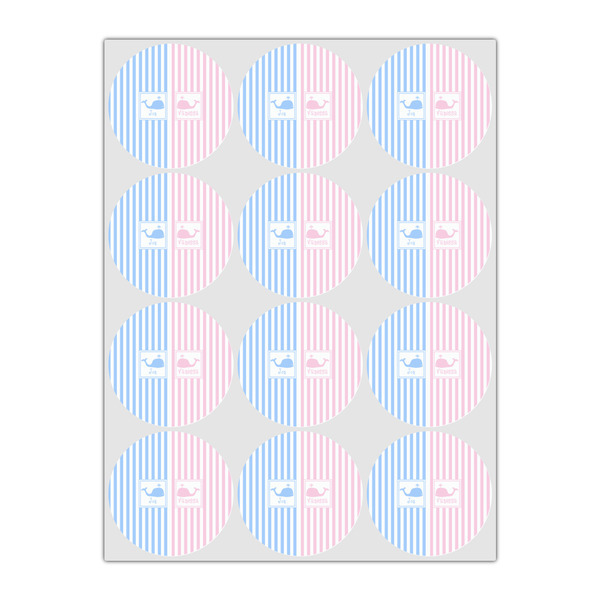 Striped w/ Whales Icing Circle - Small - Set of 12