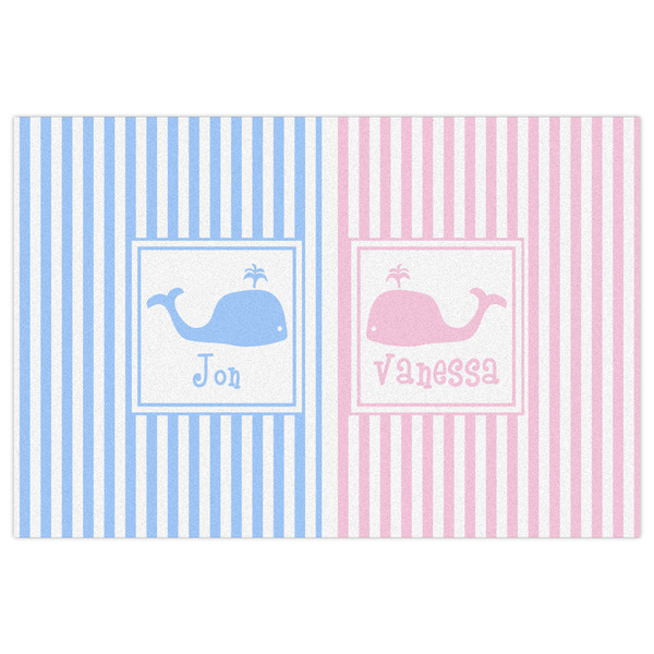 Striped w/ Whales Indoor / Outdoor Rug - 2'x3' - Front Flat