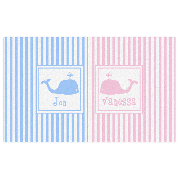 Striped w/ Whales Indoor / Outdoor Rug - 3'x5' - Front Flat