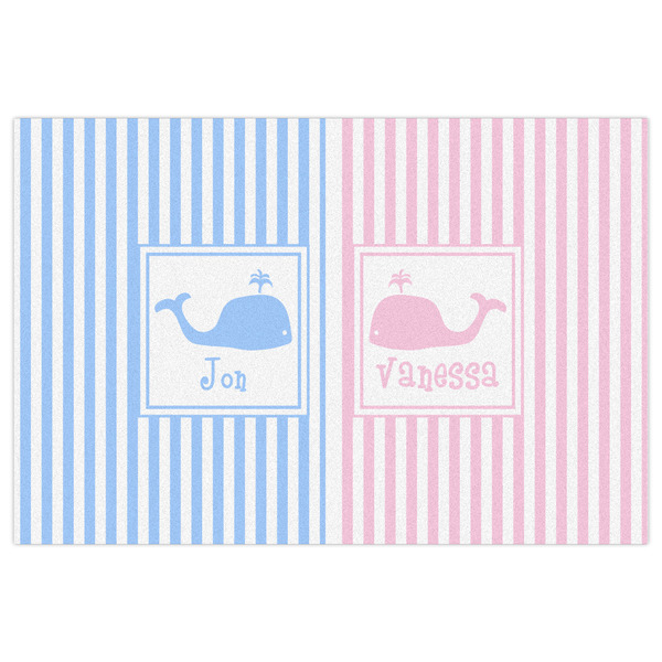 Striped w/ Whales Indoor / Outdoor Rug - 4'x6' - Front Flat