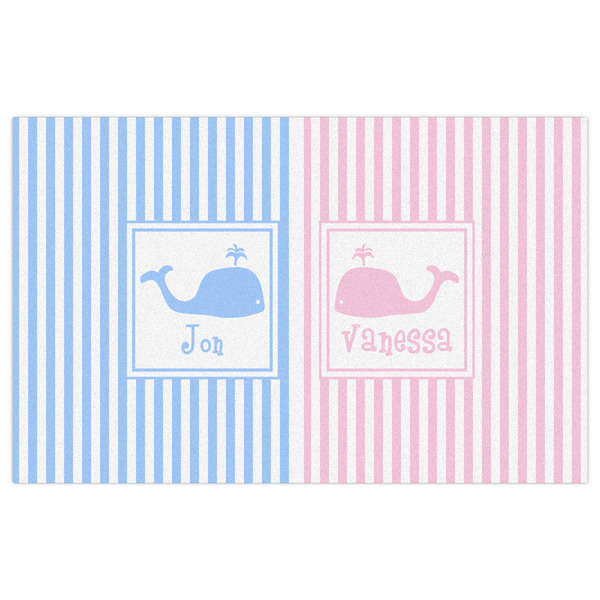 Striped w/ Whales Indoor / Outdoor Rug - 5'x8' - Front Flat