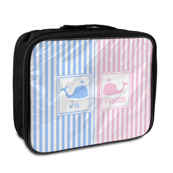 Custom Striped w/ Whales Insulated Lunch Bag (Personalized)
