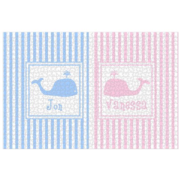Custom Striped w/ Whales 1014 pc Jigsaw Puzzle (Personalized)