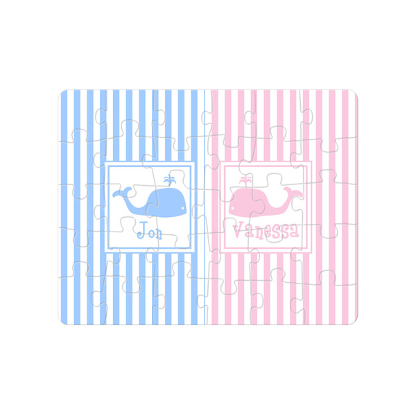 Custom Striped w/ Whales Jigsaw Puzzles (Personalized)