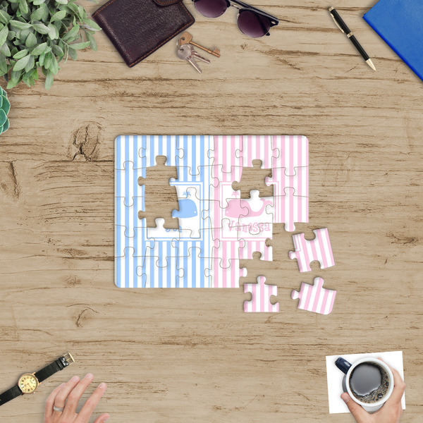 Striped w/ Whales Jigsaw Puzzle 30 Piece - In Context