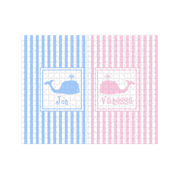 Custom Striped w/ Whales 500 pc Jigsaw Puzzle (Personalized)