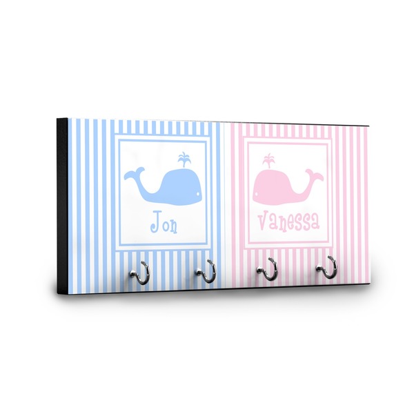 Striped w/ Whales Key Hanger - Front View with Hooks