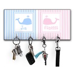Striped w/ Whales Key Hanger w/ 4 Hooks w/ Multiple Names