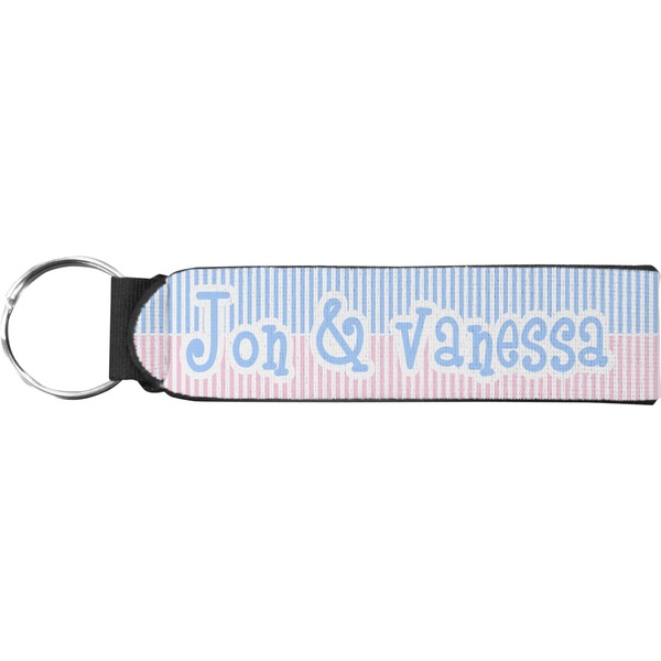 Custom Striped w/ Whales Neoprene Keychain Fob (Personalized)