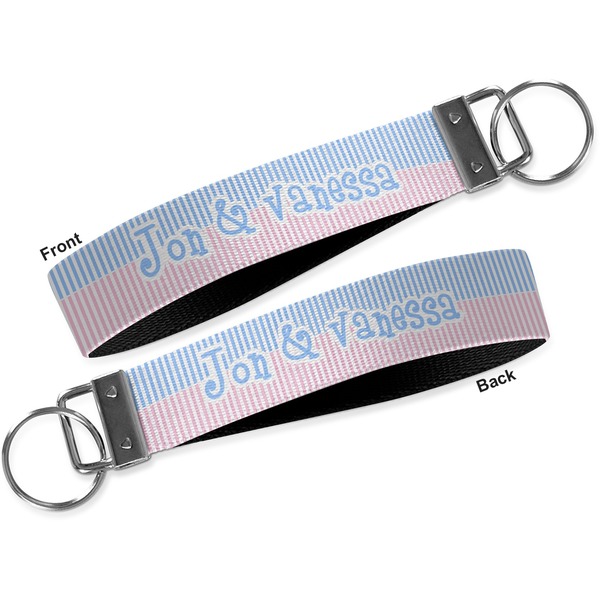 Striped w/ Whales Key-chain - Metal and Nylon - Front and Back