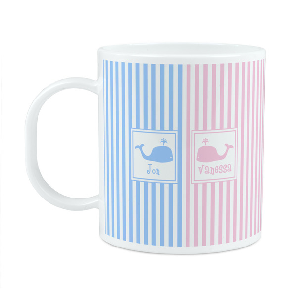 Custom Striped w/ Whales Plastic Kids Mug (Personalized)