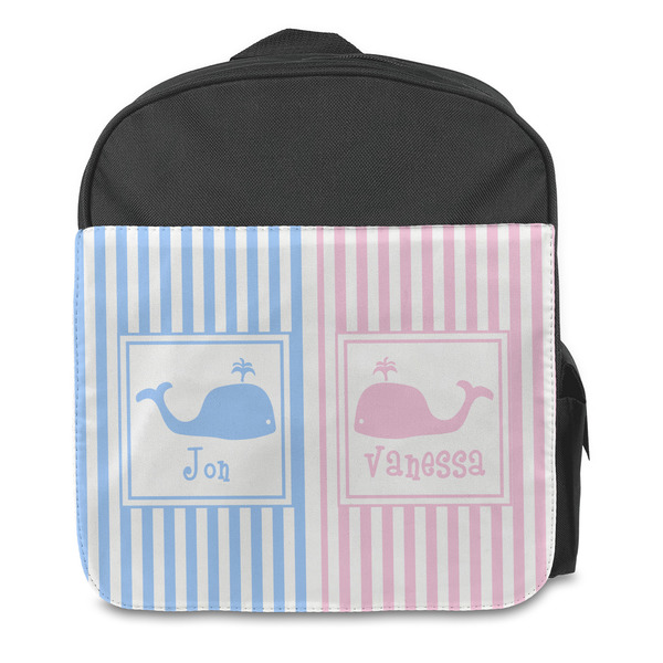 Striped w/ Whales Kids Backpack - Front