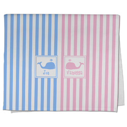 Striped w/ Whales Kitchen Towel - Poly Cotton w/ Multiple Names