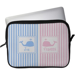 Striped w/ Whales Laptop Sleeve / Case - 13" (Personalized)