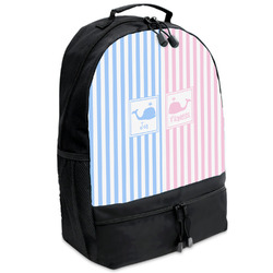 Striped w/ Whales Backpacks - Black (Personalized)