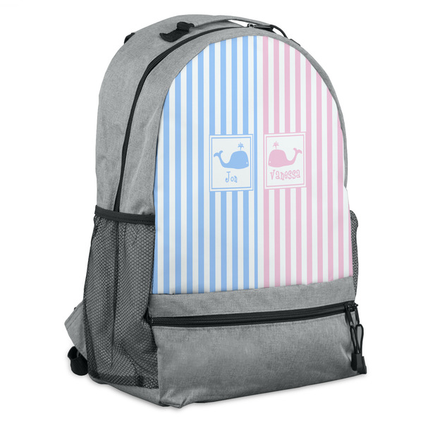 Custom Striped w/ Whales Backpack (Personalized)