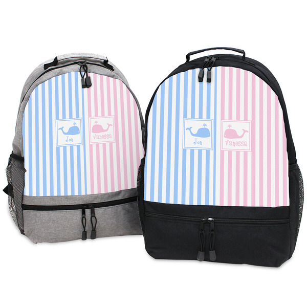 Striped w/ Whales Large Backpacks - Both