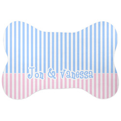 Striped w/ Whales Bone Shaped Dog Food Mat (Large) (Personalized)