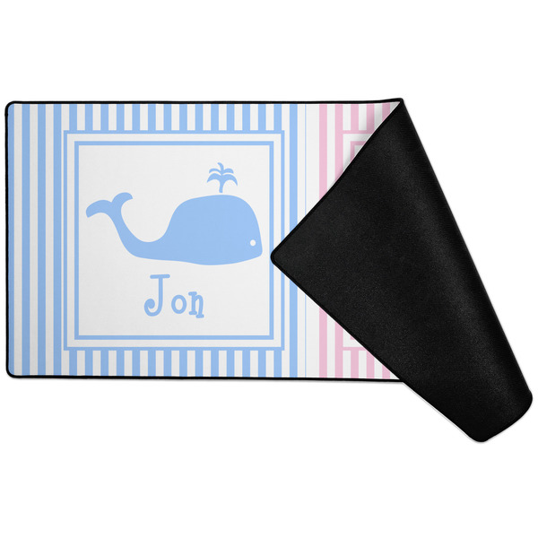 Striped w/ Whales Large Gaming Mats - FRONT W/ FOLD