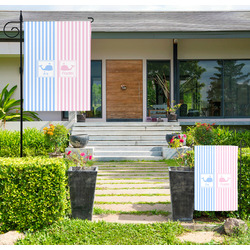 Striped w/ Whales Large Garden Flag - Double Sided (Personalized)