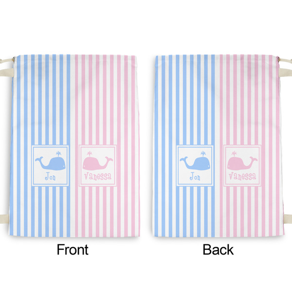 Striped w/ Whales Large Laundry Bag - Front & Back View