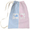 Striped w/ Whales Large Laundry Bag - Front View