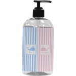 Striped w/ Whales Plastic Soap / Lotion Dispenser (16 oz - Large - Black) (Personalized)