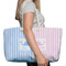 Striped w/ Whales Large Rope Tote Bag - In Context View