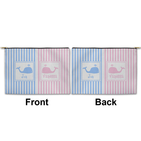 Striped w/ Whales Large Zipper Pouch Approval (Front and Back)