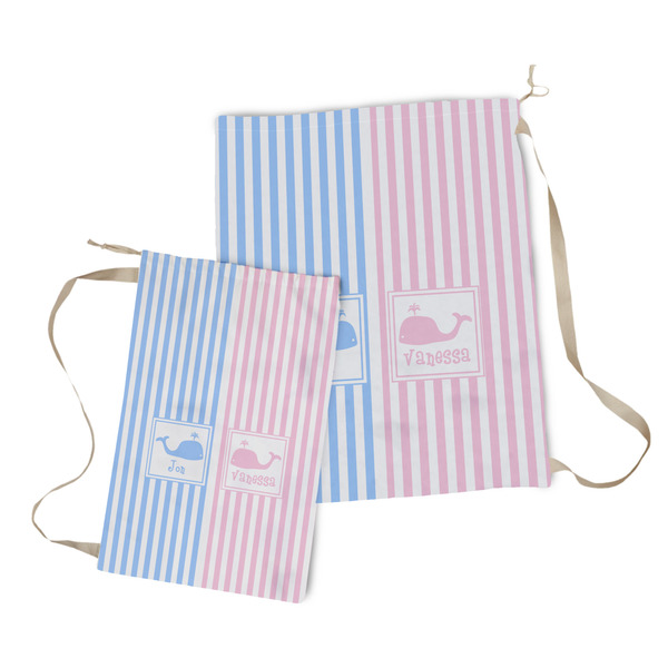 Striped w/ Whales Laundry Bag - Both Bags