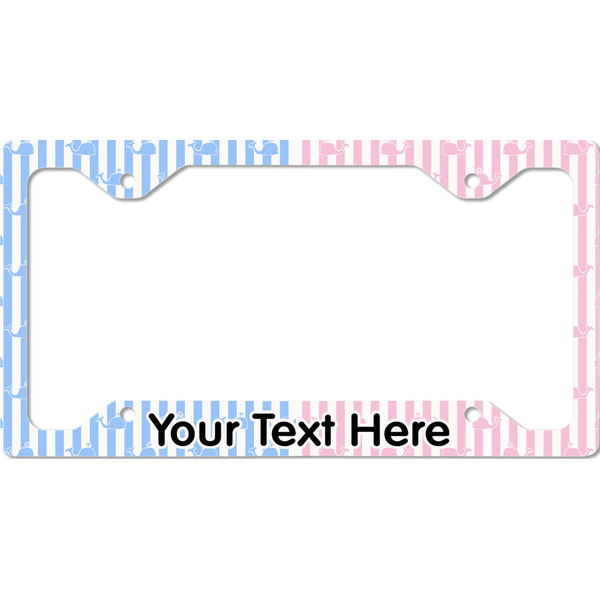 Custom Striped w/ Whales License Plate Frame - Style C (Personalized)
