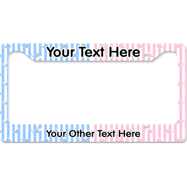 Custom Striped w/ Whales License Plate Frame - Style B (Personalized)
