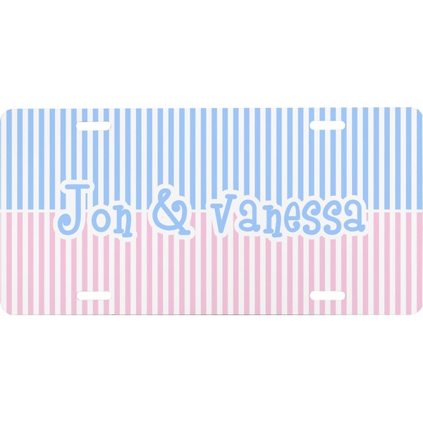 Custom Striped w/ Whales Front License Plate (Personalized)