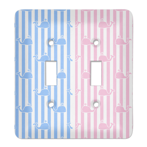 Custom Striped w/ Whales Light Switch Cover (2 Toggle Plate)
