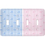 Striped w/ Whales Light Switch Cover (4 Toggle Plate)