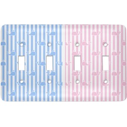 Striped w/ Whales Light Switch Cover (4 Toggle Plate)