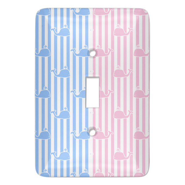Custom Striped w/ Whales Light Switch Cover (Single Toggle)