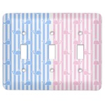 Striped w/ Whales Light Switch Cover (3 Toggle Plate)