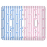 Striped w/ Whales Light Switch Cover (3 Toggle Plate)