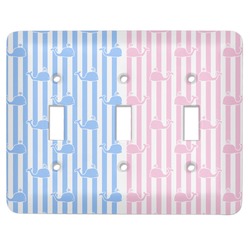 Striped w/ Whales Light Switch Cover (3 Toggle Plate)