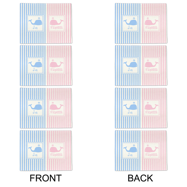 Striped w/ Whales Linen Placemat - APPROVAL Set of 4 (double sided)
