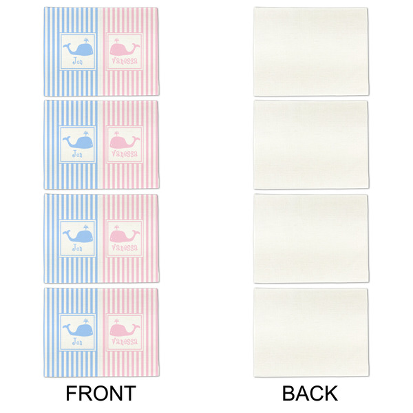 Striped w/ Whales Linen Placemat - APPROVAL Set of 4 (single sided)