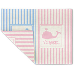 Striped w/ Whales Double-Sided Linen Placemat - Single w/ Multiple Names