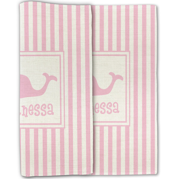 Striped w/ Whales Linen Placemat - Folded Half (double sided)