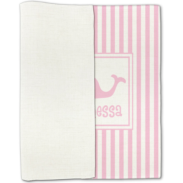 Striped w/ Whales Linen Placemat - Folded Half