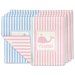 Striped w/ Whales Linen Placemat w/ Multiple Names