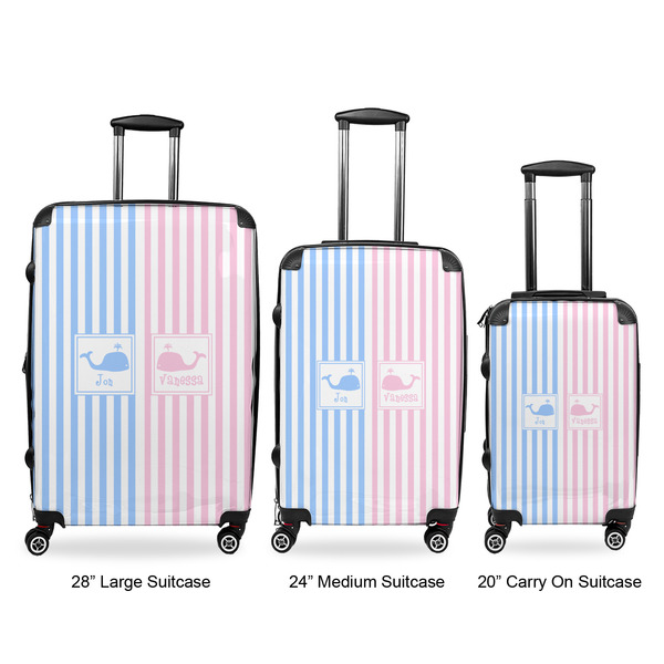 Striped w/ Whales Luggage Bags all sizes - With Handle